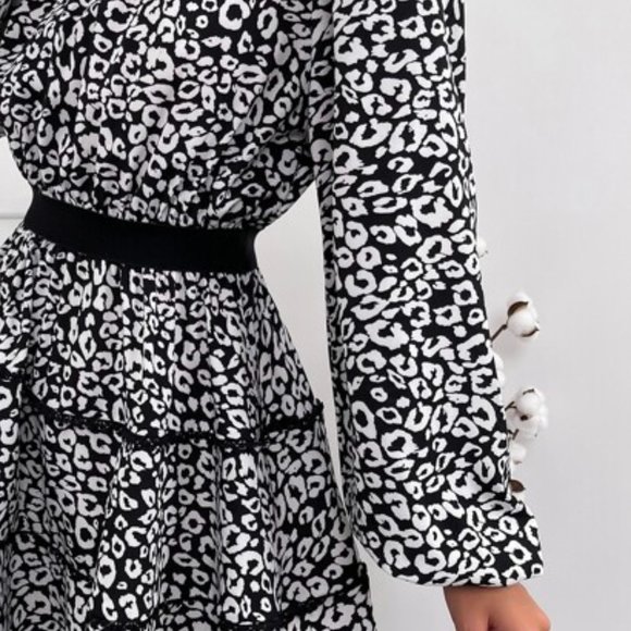 Leopard Print Keyhole Back Guipure Lace Trim Layer - Picture 6 of 8